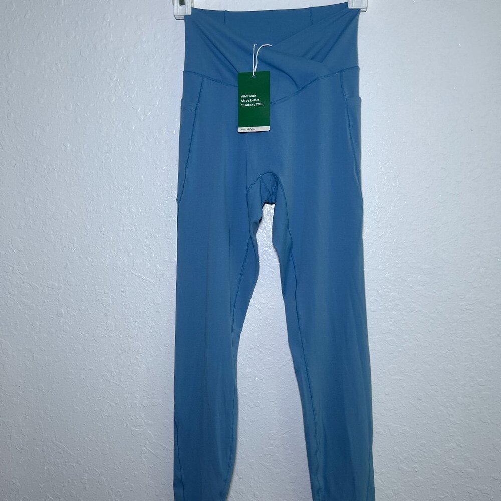 Halara Womens Crossover Leggings Blue Pockets NWT, Size Small